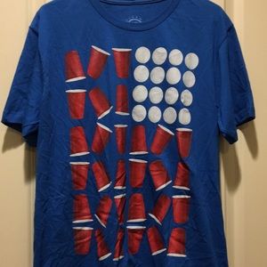 Ocean Current mens Beer Pong Graphic T-Shirt Short Sleeves Crew Neck Size L